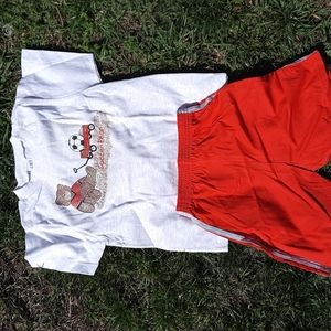 3 Piece "Soccer Bear" Jogger Set with Fleece Sweater, T-shirt, and Sports Shorts